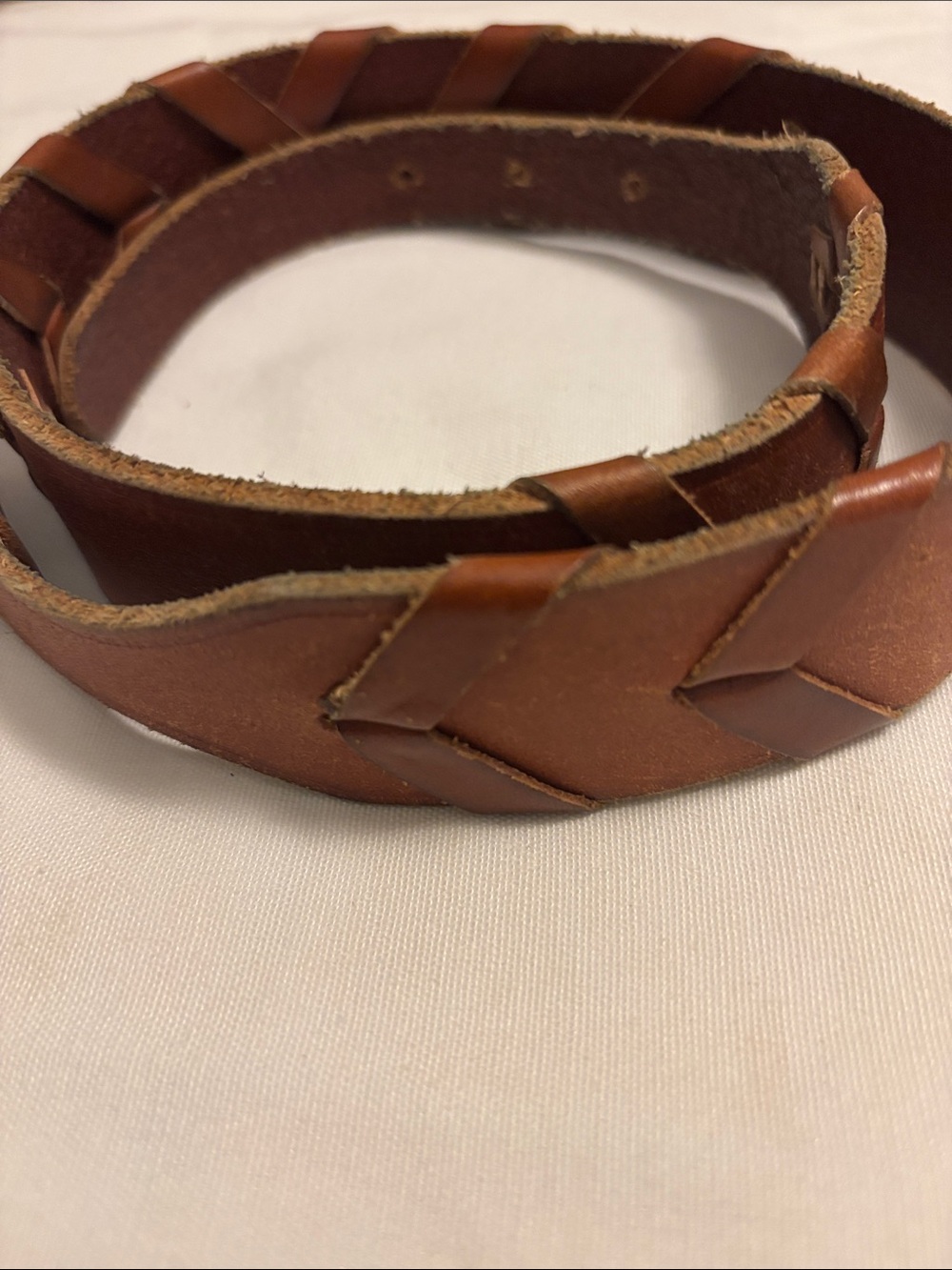 Hand tooled vintage 70’s leather belt with brass buckle cinch for waists 29-31” - Picture 5 of 6